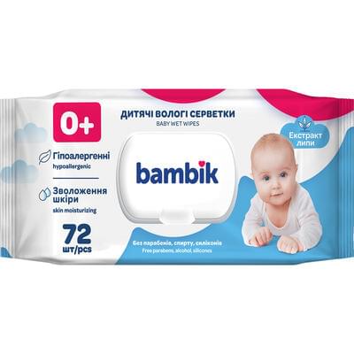 Салфетки влажные детские Bambik с экстрактом липы 72 шт.