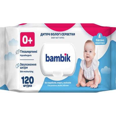 Салфетки влажные детские Bambik с овсяным молочком 120 шт.