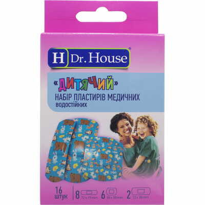 Пластырь медицинский Dr. House Детский водостойкий набор 16 шт.
