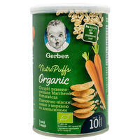 Снеки Nestle Gerber Organic Nutripuffs Морква та апельсини пшенично-вівсяні 35 г