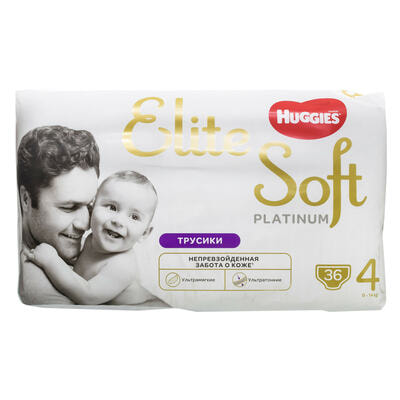 Подгузники-трусики Huggies Elite Soft Platinum размер 4, 9-14 кг, 36 шт.