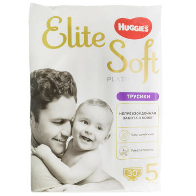 Підгузки-трусики Huggies Elite Soft Platinum розмір 5, 12-17 кг, 30 шт.