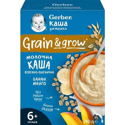 Каша молочная Gerber Пшенично-овсяная с бананом и манго с 6-ти месяцев 240 г