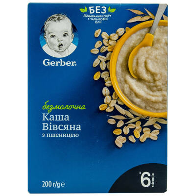 Каша безмолочна Gerber Вівсяна з пшеницею з 6-ти місяців 200 г