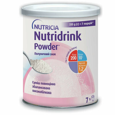 Смесь сухая Nutridrink Powder со вкусом клубники для энтерального питания 335 г