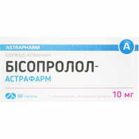 Бісопролол-Астрафарм таблетки по 10 мг №60 (6 блістерів х 10 таблеток)
