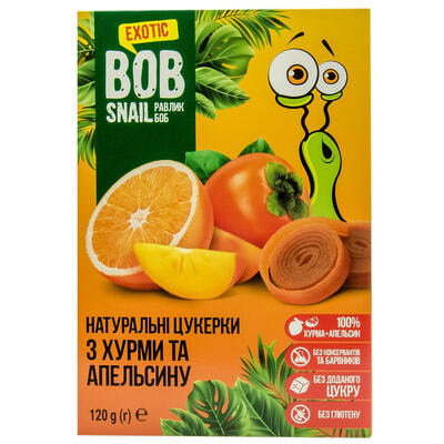 Цукерки Bob Snail Равлик Боб натуральні з хурми та апельсина 120 г