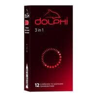 Презервативы Dolphi з ребрами и каплями 3 in 1 12 шт.