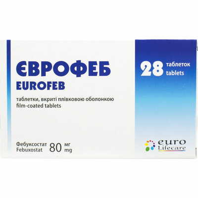 Еврофеб таблетки по 80 мг №28 (2 блистера х 14 таблеток)