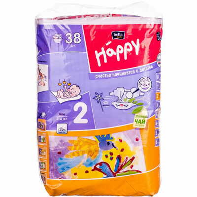 Підгузки Bella Happy Baby Mini розмір 2, 3-6 кг, 38 шт.