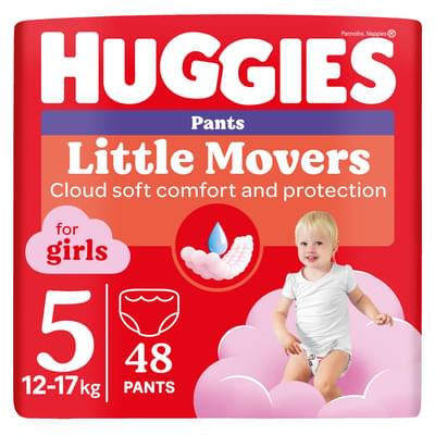 Подгузники-трусики Huggies Pants для девочек размер 5, 12-17 кг, 48 шт.