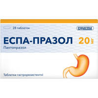 Еспа-празол таблетки по 20 мг №28 (2 блістери х 14 таблеток)