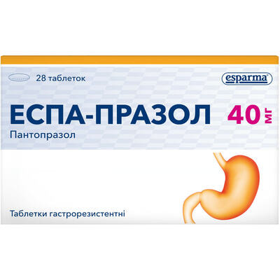 Еспа-празол таблетки по 40 мг №28 (2 блістери х 14 таблеток)