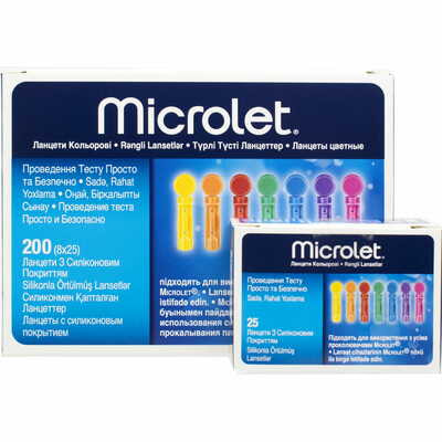 Ланцеты Microlet с силиконовым покрытием размер иглы 30G 200 шт.