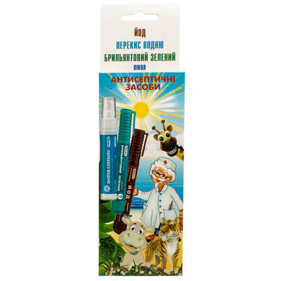 Набір флаконів-олівців Лікол антисептичних (перекис водню 20 мл, йод 5 мл, діамантовий зелений 5 мл)