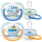 Пустышка силиконовая Avent SCF080/01 I love для мальчиков с рождения до 6 месяцев 2 шт.