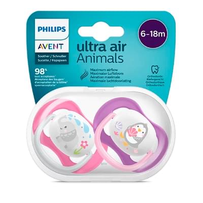 Пустышка силиконовая Avent SCF080/08 Animal для девочек с 6 до 18 месяцев 2 шт.