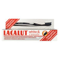 Зубная паста Lacalut Отбеливание и восстановление 75 мл + зубная щетка Black-Edition