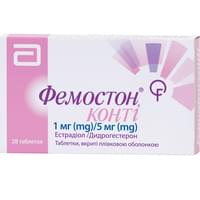 Купити Фемостон конті таблетки 1 мг / 5 мг №28 (блістер) Фемостон конті таблетки 1 мг / 5 мг №28 (блістер)