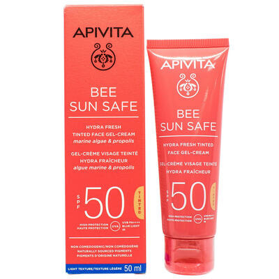 Гель-крем для лица Apivita Bee sun safe солнцезащитный с оттенком SPF 50 50 мл