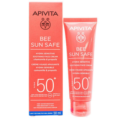 Крем для лица Apivita Bee sun safe солнцезащитный успокаивающий SPF 50+ 50 мл