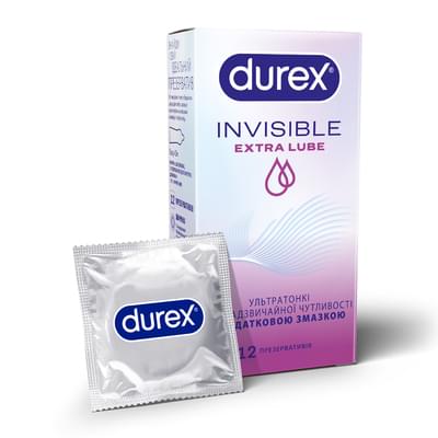 Презервативы Durex Invisible Extra Lube 12 шт.
