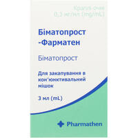Биматопрост-фарматен капли глаз. 0,3 мг/мл по 3 мл (флакон)