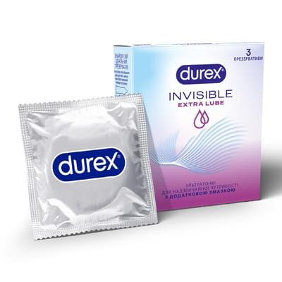 Презервативи Durex Invisible Extra Lube 3 шт.