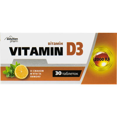 Вітамін D3 зі смаком м`яти та лимона таблетки по 2000 МО №30 (блістер)