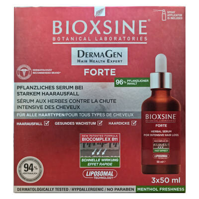 Сыворотка для волос Bioxsine DermaGen Forte растительный против интенсивного выпадения волос во флаконах по 50 мл 3 шт.