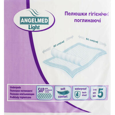 Пелюшки гігієнічні поглинаючі Angelmed light 60 см x 90 см 5 шт.