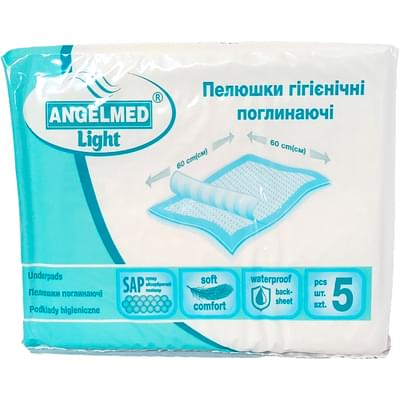Пеленки гигиенические впитывающие Angelmed light 60 см x 60 см 5 шт.