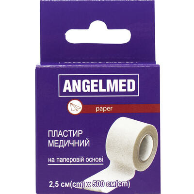 Пластырь медицинский Angelmed на бумажной основе 2,5 см х 500 см 1 шт.
