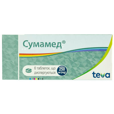 Сумамед таблетки дисперг. по 250 мг №6 (блистер)