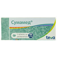 Сумамед таблетки дисперг. по 500 мг №6 (2 блістери х 3 таблетки)