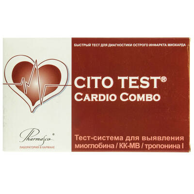 Тест Cito Test Cardio Combo для визначення тропоніну I, КК-МВ, міоглобіну в цілісній крові, сироватці та плазмі 1 шт.