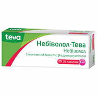 Небіволол-Тева таблетки по 5 мг №28 (4 блістери х 7 таблеток)