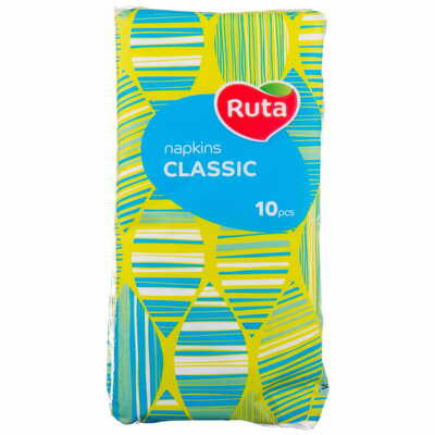 Платочки бумажные Ruta Classic белые без аромата 10 упаковок по 10 шт.