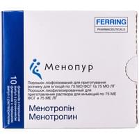 Купити Менопур порошок д/ін. 75 МО ФСГ / 75 МО ЛГпо 1 мл №10 (флакони + розчинник по 1 мл) Менопур порошок д/ін. 75 МО ФСГ / 75 МО ЛГпо 1 мл №10 (флакони + розчинник по 1 мл)