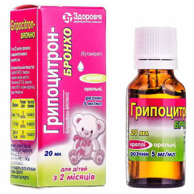 Гриппоцитрон-Бронхо капли орал. 5 мг/мл по 20 мл (флакон)