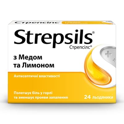 Стрепсілс з медом та лимоном льодяники №24 (2 блістери х 8 льодяників)