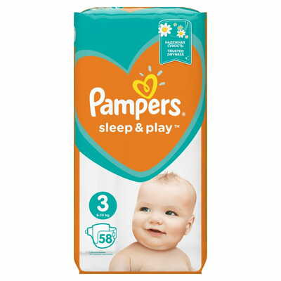 Підгузки Pampers Sleep & Play Midi розмір 3, 6-10 кг, 58 шт.