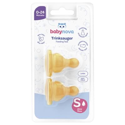 Соска латексная Baby-Nova круглая размер S для чая универсальный размер с рождения до 24 месяцев 2 шт.
