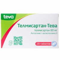 Телмісартан-Тева таблетки по 80 мг №28 (4 блістери х 7 таблеток)