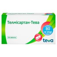 Купити Телмісартан-Тева таблетки по 80 мг №28 (4 блістери х 7 таблеток) Телмісартан-Тева таблетки по 80 мг №28 (4 блістери х 7 таблеток)