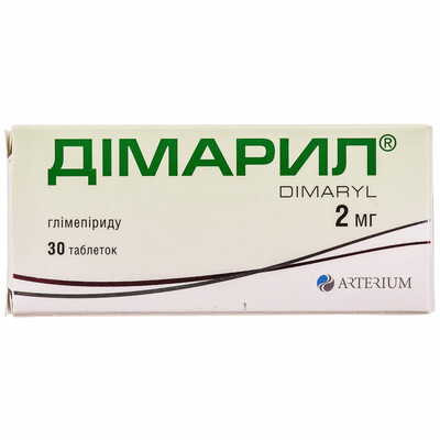 Димарил таблетки по 2 мг №30 (3 блистера х 10 таблеток)