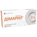 Димарил таблетки по 2 мг №30 (3 блистера х 10 таблеток)