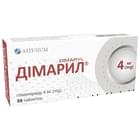 Димарил таблетки по 4 мг №30 (3 блистера х 10 таблеток)