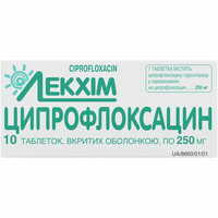 Ципрофлоксацин Технолог таблетки по 250 мг №10 (блістер)