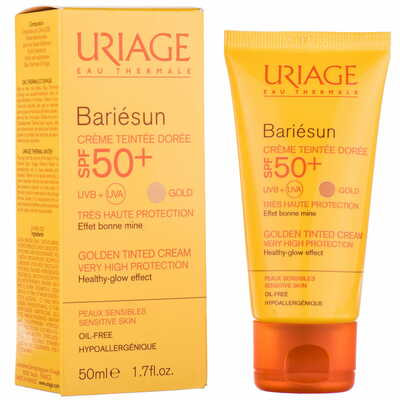 Крем для лица Uriage Bariesun солнцезащитный тональный SPF 50+ золотистый 50мл